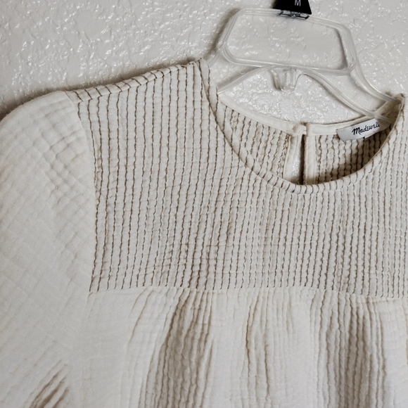 madewell Smocked Swing Top sz S cream - Picture 3 of 9